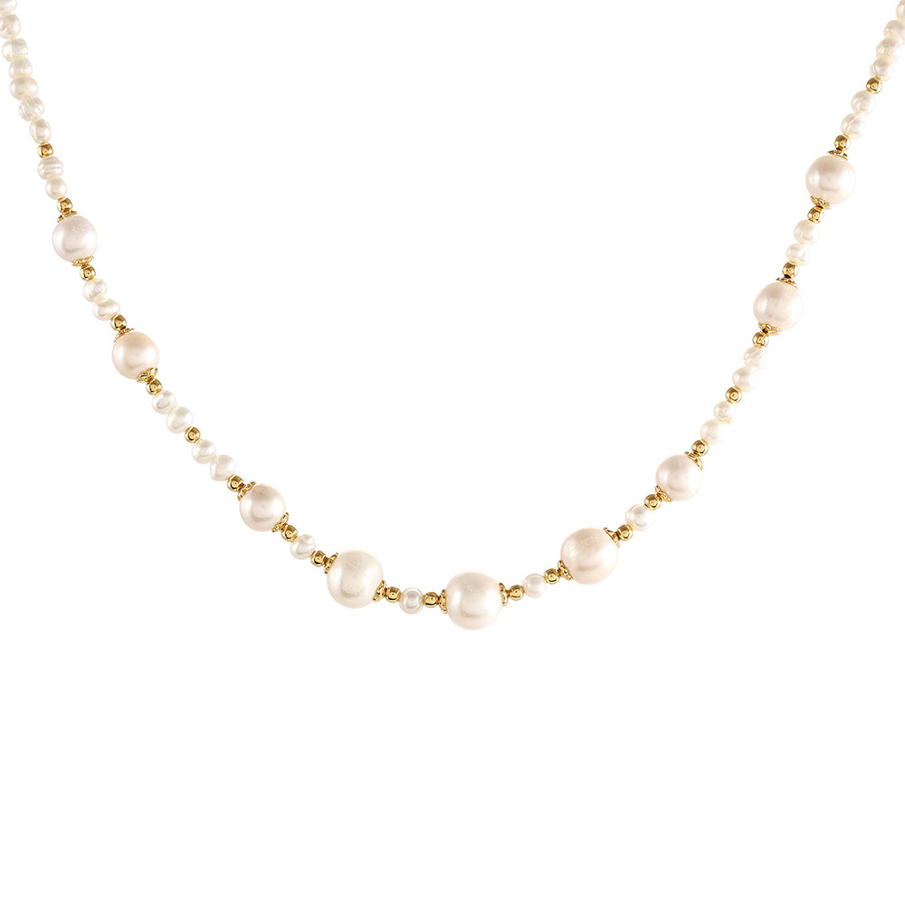 Pozlátené Strieborné Sada s Barokovou Sladkovodnou Kultivovanou Perlou ( Náhrdelník+Náušnice )