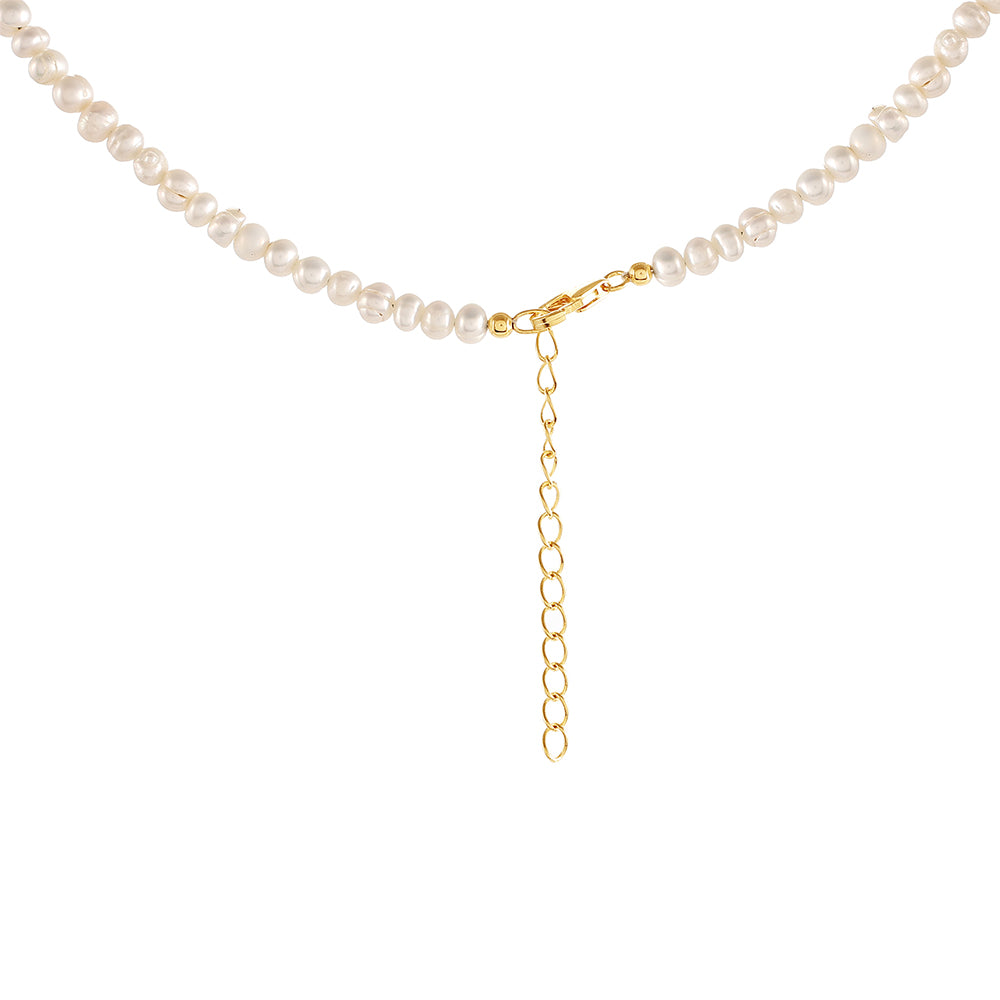 Pozlátené Strieborné Sada s Barokovou Sladkovodnou Kultivovanou Perlou ( Náhrdelník+Náušnice )