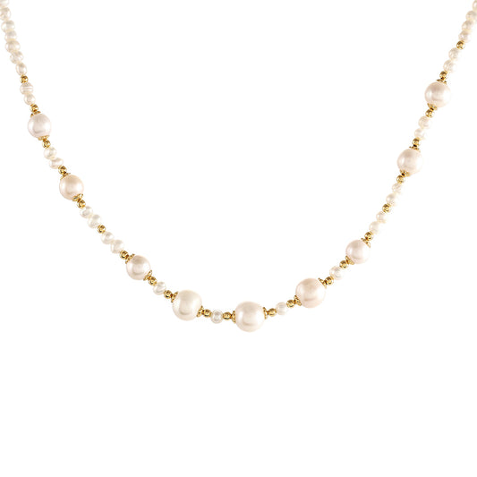 Pozlátené Strieborné Sada s Barokovou Sladkovodnou Kultivovanou Perlou ( Náhrdelník+Náušnice )