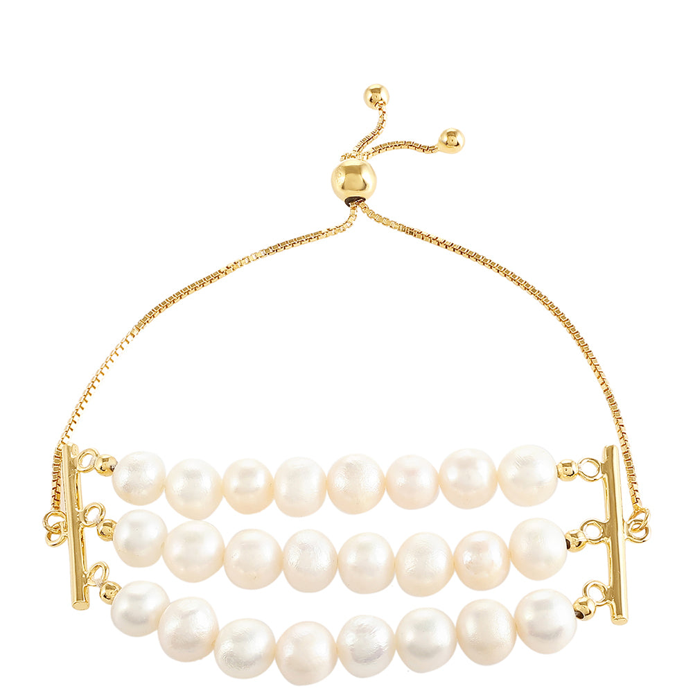 Pozlátený Strieborný Náramok s Barokovou Sladkovodnou Kultivovanou Perlou 2 