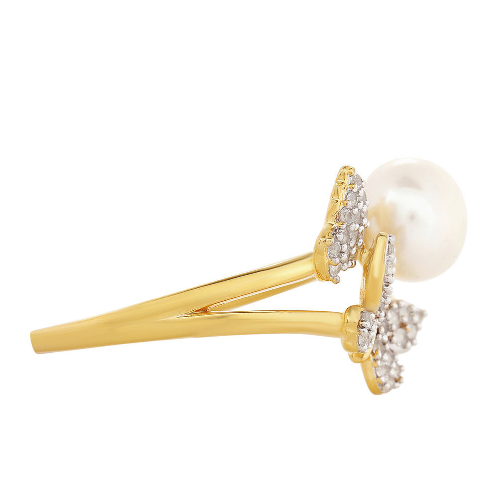 Pozlátený Strieborný Prsteň s Barokovou Sladkovodnou Kultivovanou Perlou a Bielym Topásom 2 