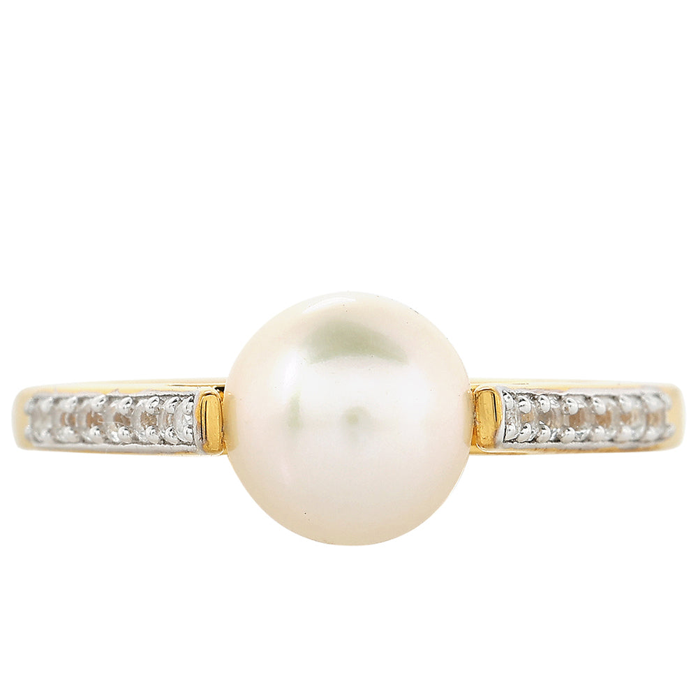 Pozlátený Strieborný Prsteň s Barokovou Sladkovodnou Kultivovanou Perlou a Bielym Topásom 1 