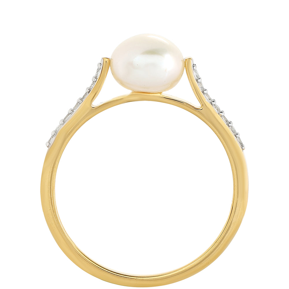 Pozlátený Strieborný Prsteň s Barokovou Sladkovodnou Kultivovanou Perlou a Bielym Topásom