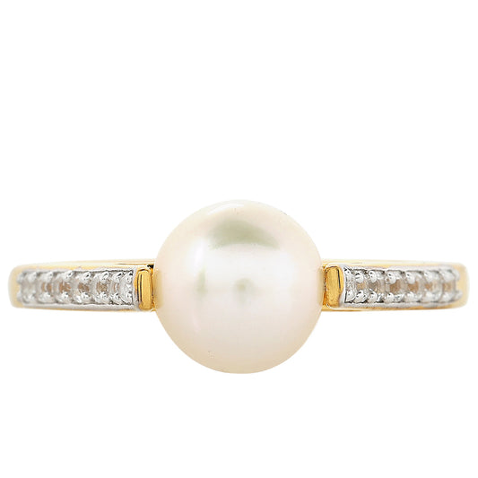 Pozlátený Strieborný Prsteň s Barokovou Sladkovodnou Kultivovanou Perlou a Bielym Topásom