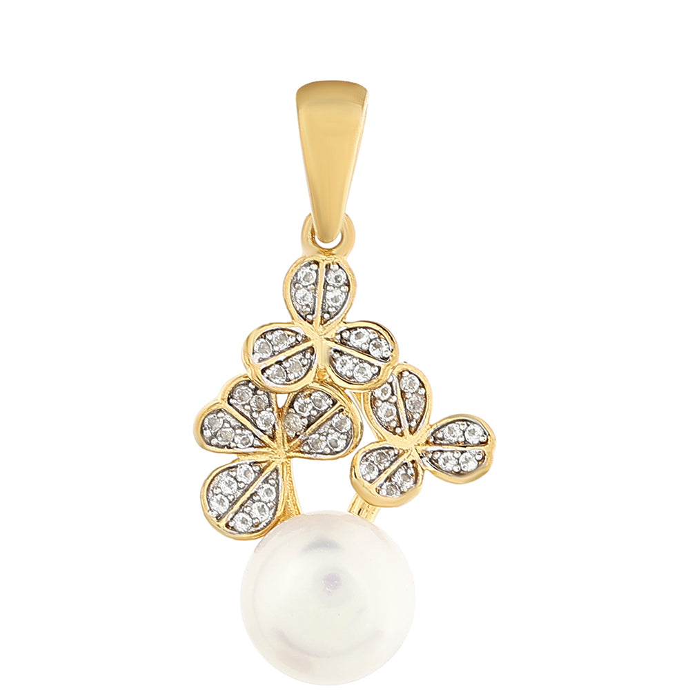 Pozlátený Strieborný Prívesok s Barokovou Sladkovodnou Kultivovanou Perlou a Bielym Topásom 1 