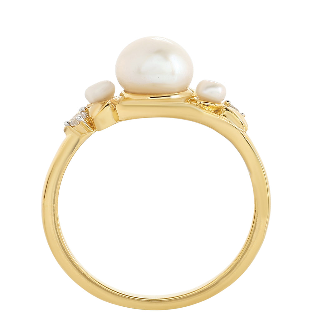 Pozlátený Strieborný Prsteň s Barokovou Sladkovodnou Kultivovanou Perlou a Bielym Topásom 3 
