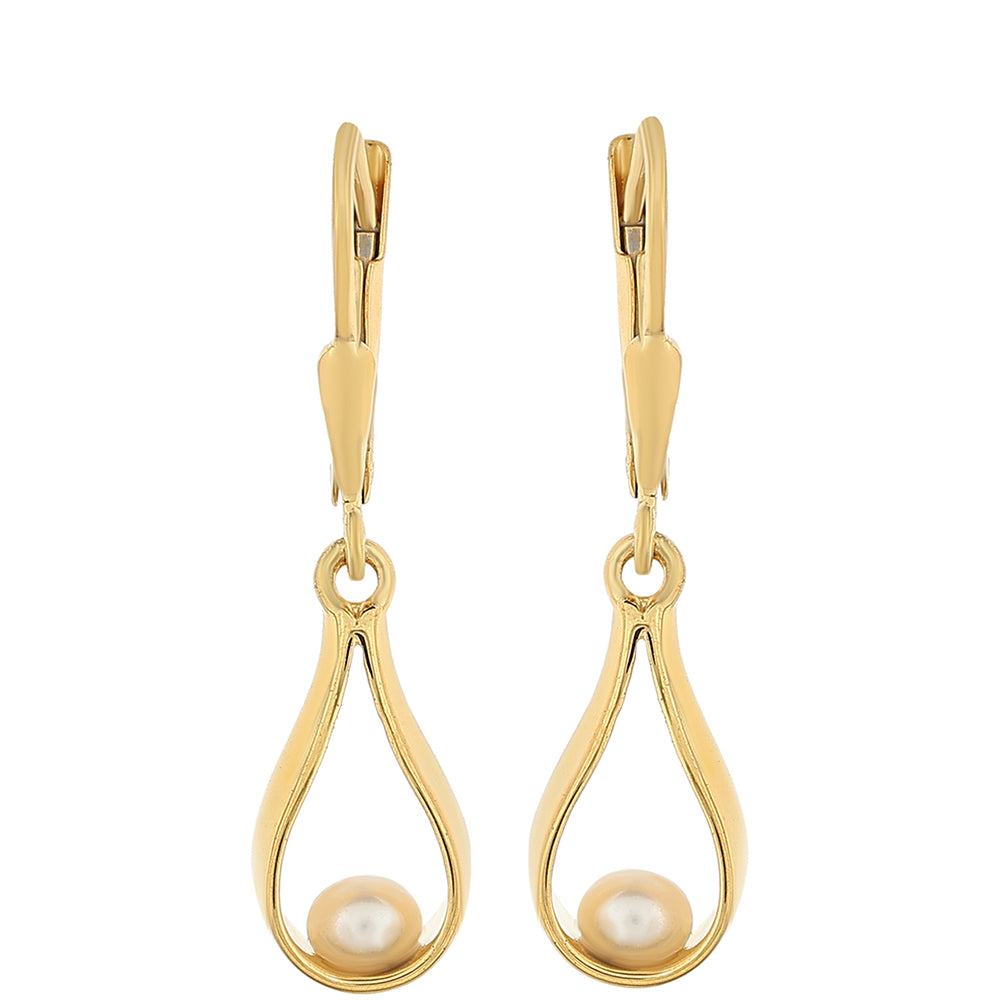 Pozlátené Strieborné Náušnice s Barokovou Sladkovodnou Kultivovanou Perlou