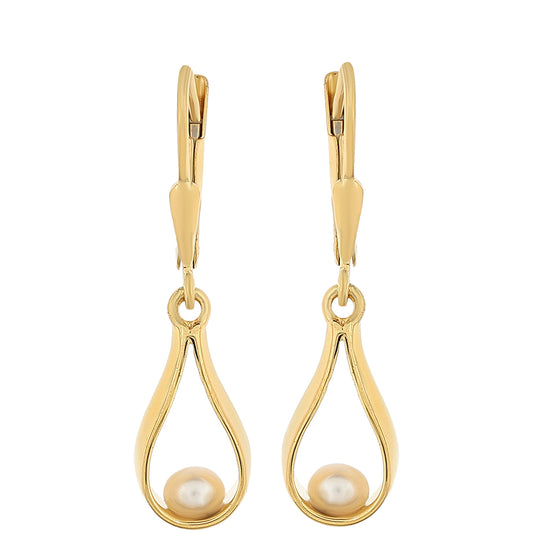 Pozlátené Strieborné Náušnice s Barokovou Sladkovodnou Kultivovanou Perlou