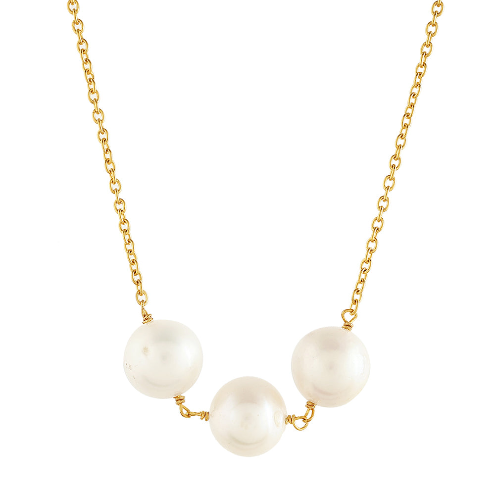 Pozlátený Strieborný Náhrdelník s Barokovou Sladkovodnou Kultivovanou Perlou 1 