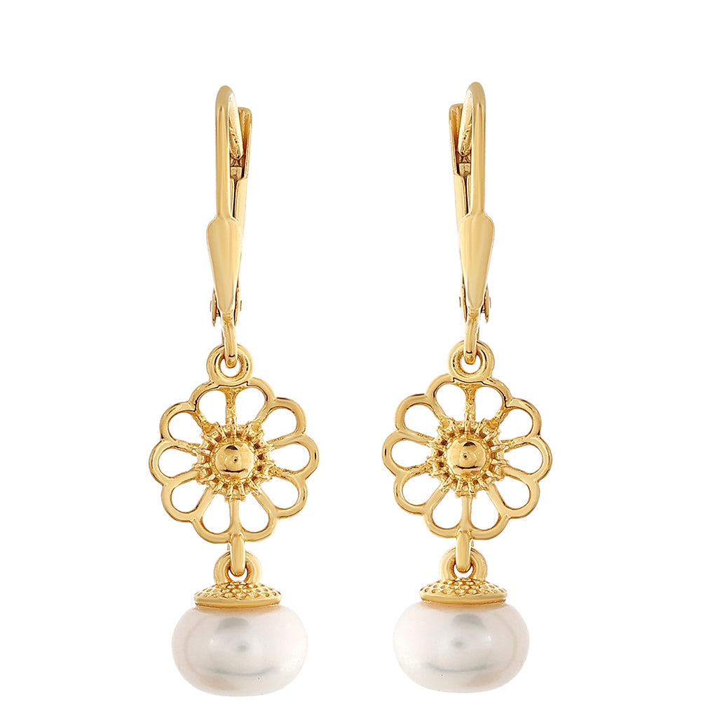 Pozlátené Strieborné Náušnice s Barokovou Sladkovodnou Kultivovanou Perlou