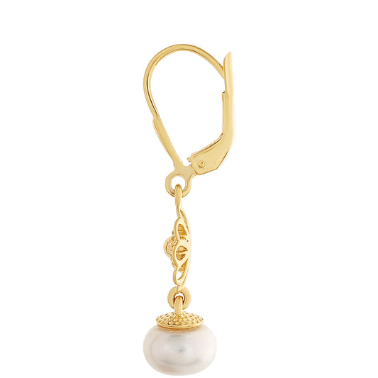 Pozlátené Strieborné Náušnice s Barokovou Sladkovodnou Kultivovanou Perlou