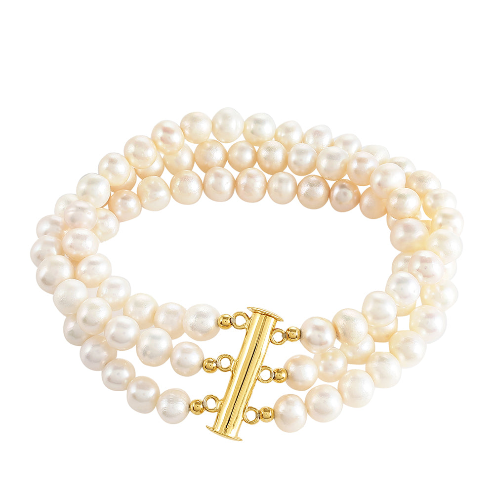 Pozlátený Strieborný Náramok s Barokovou Sladkovodnou Kultivovanou Perlou 1 