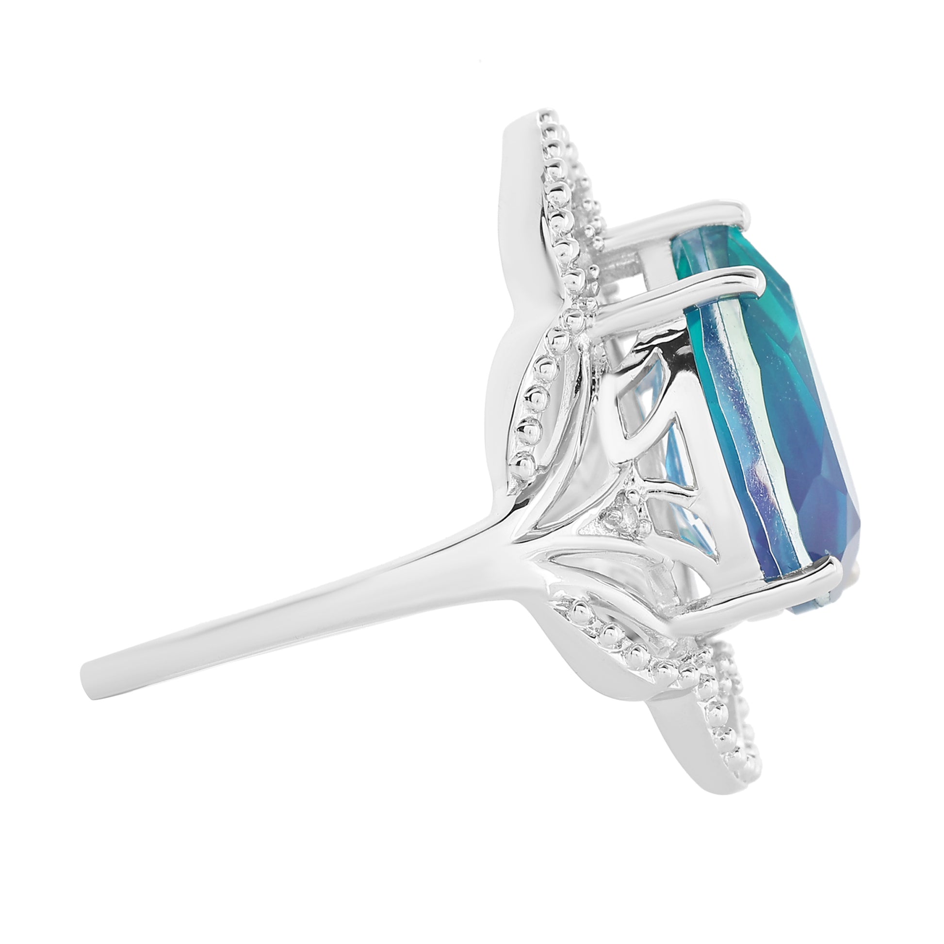 Strieborný Prsteň s Pávím Kremeňom a Bielym Topásom 5 