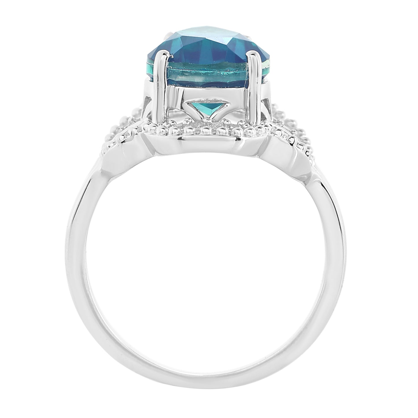 Strieborný Prsteň s Pávím Kremeňom a Bielym Topásom