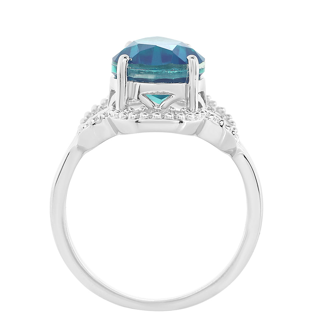 Strieborný Prsteň s Pávím Kremeňom a Bielym Topásom 3 