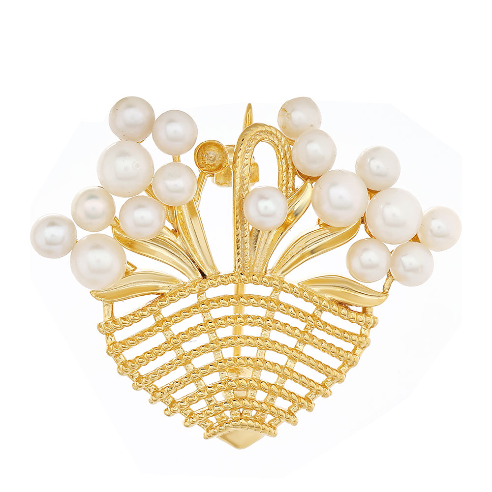 Pozlátený Strieborný Brošňa s Barokovou Sladkovodnou Kultivovanou Perlou