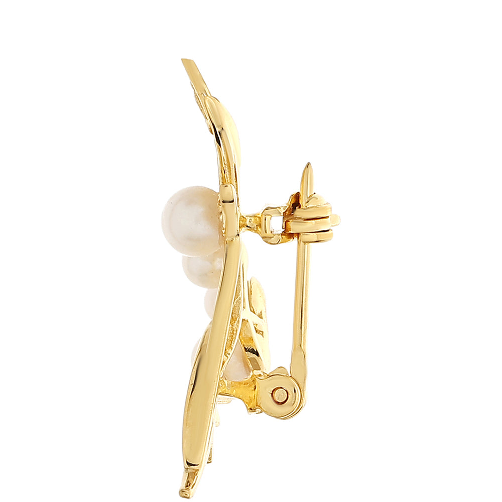 Pozlátený Strieborný Brošňa s Barokovou Sladkovodnou Kultivovanou Perlou 2 