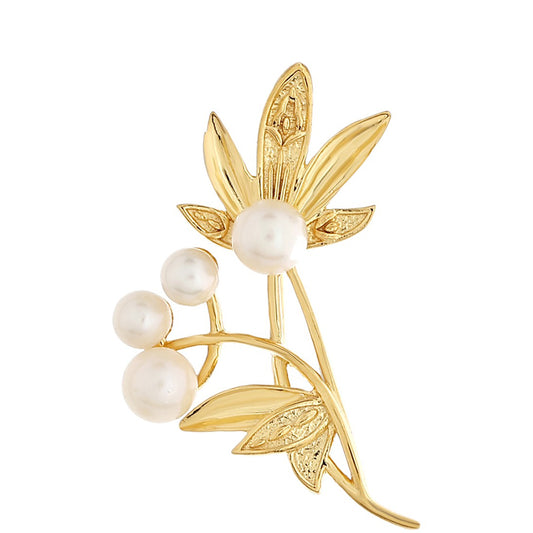 Pozlátený Strieborný Brošňa s Barokovou Sladkovodnou Kultivovanou Perlou