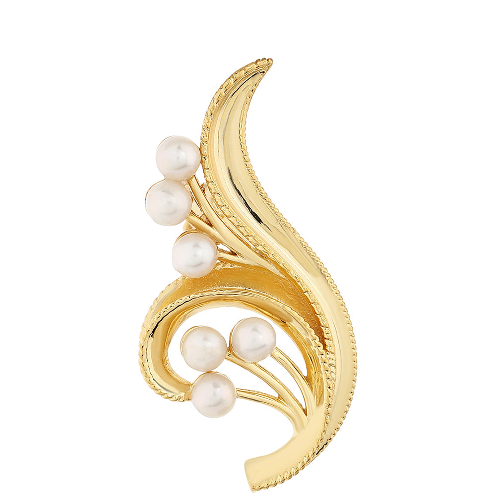 Pozlátený Strieborný Brošňa s Barokovou Sladkovodnou Kultivovanou Perlou 1 