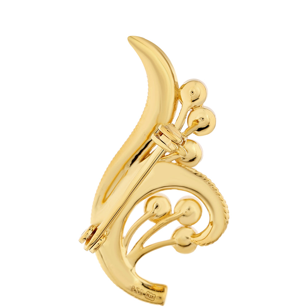 Pozlátený Strieborný Brošňa s Barokovou Sladkovodnou Kultivovanou Perlou 2 