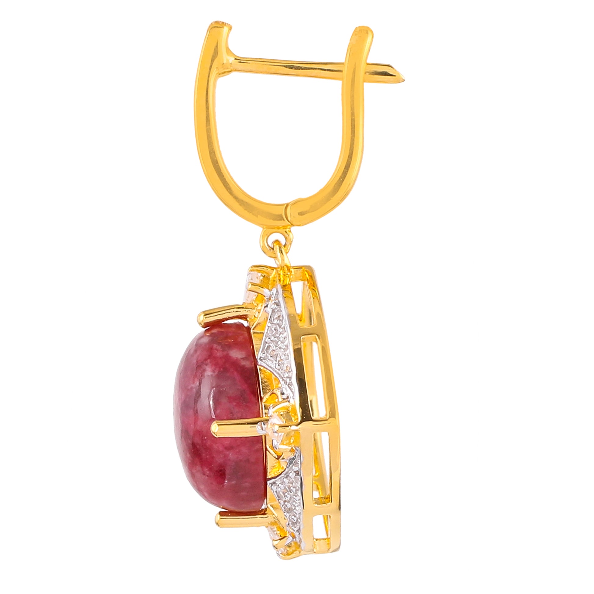 Pozlátené Strieborné Náušnice s Thulitom a Prírodným Zirkonom 2 