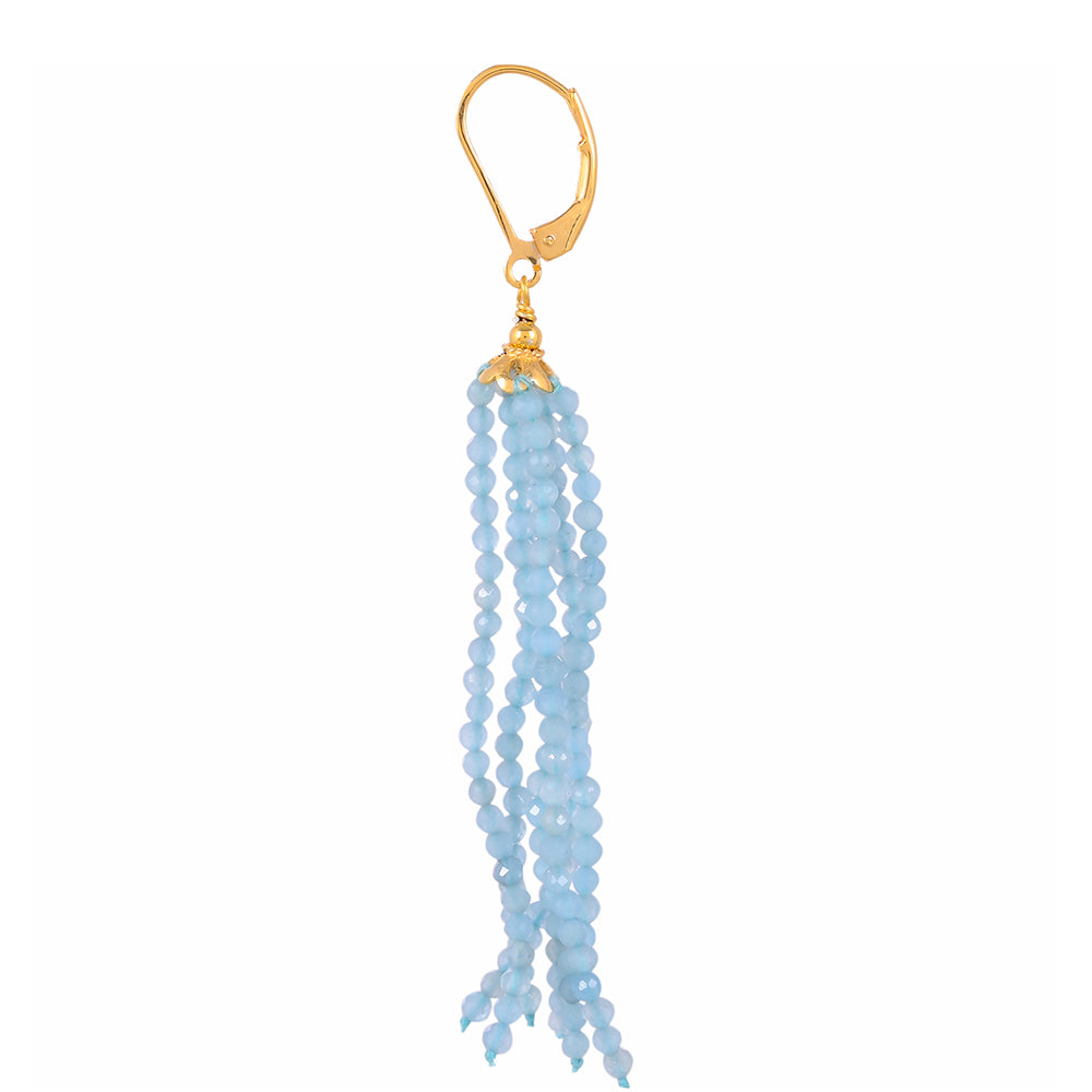 Pozlátené Strieborné Náušnice s Akvamarínom 2 