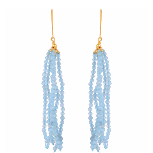 Pozlátené Strieborné Náušnice s Akvamarínom