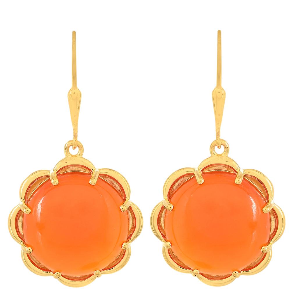 Pozlátené Strieborné Náušnice s Karneolom