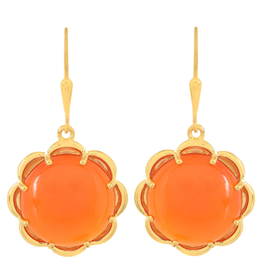 Pozlátené Strieborné Náušnice s Karneolom