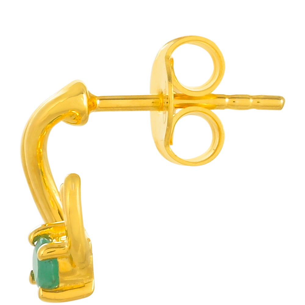 Pozlátené Strieborné Náušnice s Brazílskym Smaragdom 2 