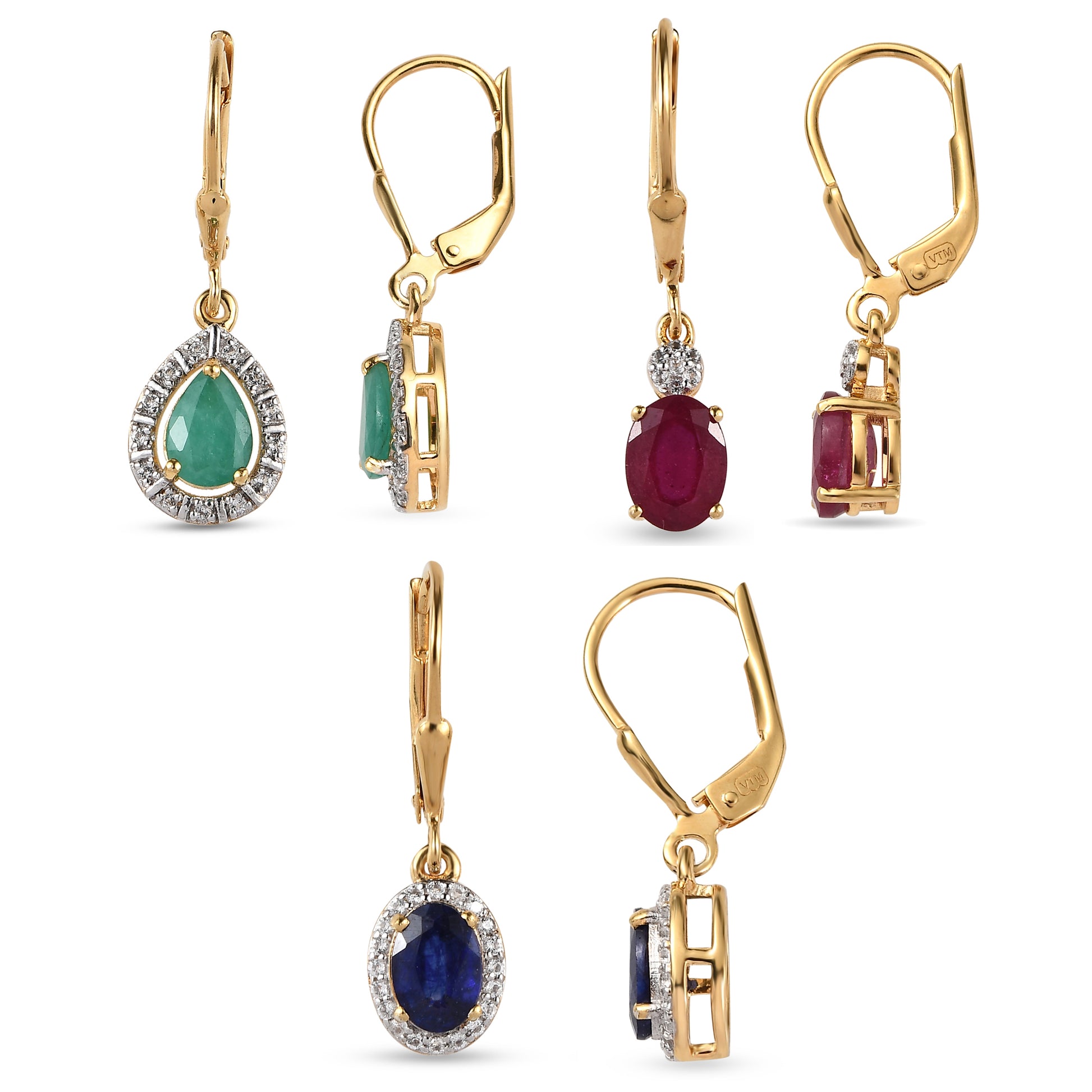 Pozlátené Strieborné Sada s Thajským Rubínom a Brazílskym Smaragdom ( Náušnice ) 1 