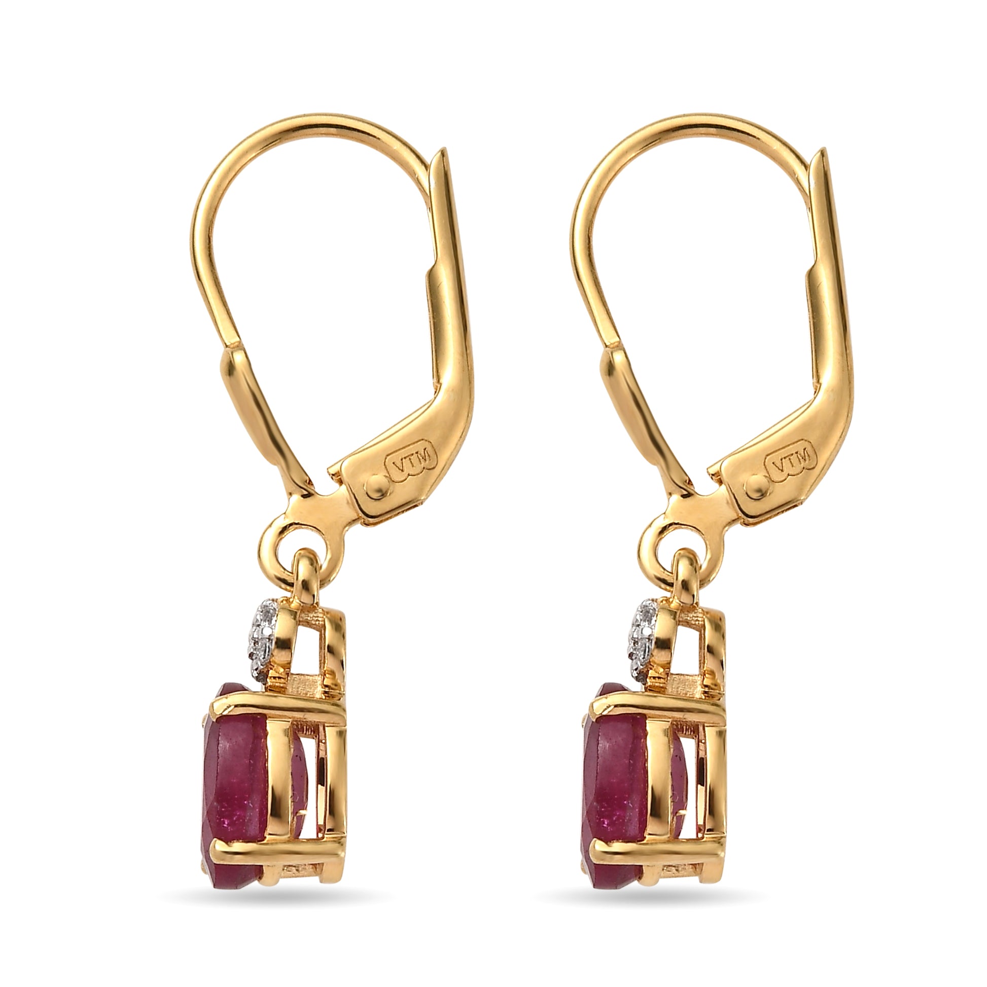 Pozlátené Strieborné Sada s Thajským Rubínom a Brazílskym Smaragdom ( Náušnice ) 6 