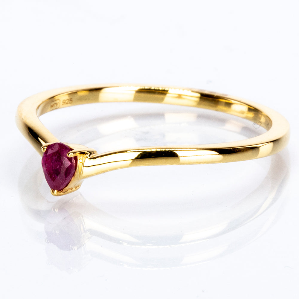 Pozlátené Strieborné Sada s Thajským Rubínom a Bielym Diamantom ( Prsteň ) 7 