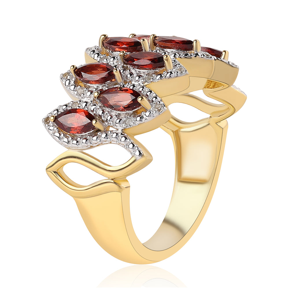 Pozlátený Strieborný Prsteň s Bartonským Granátom a Bielym Topásom 2 