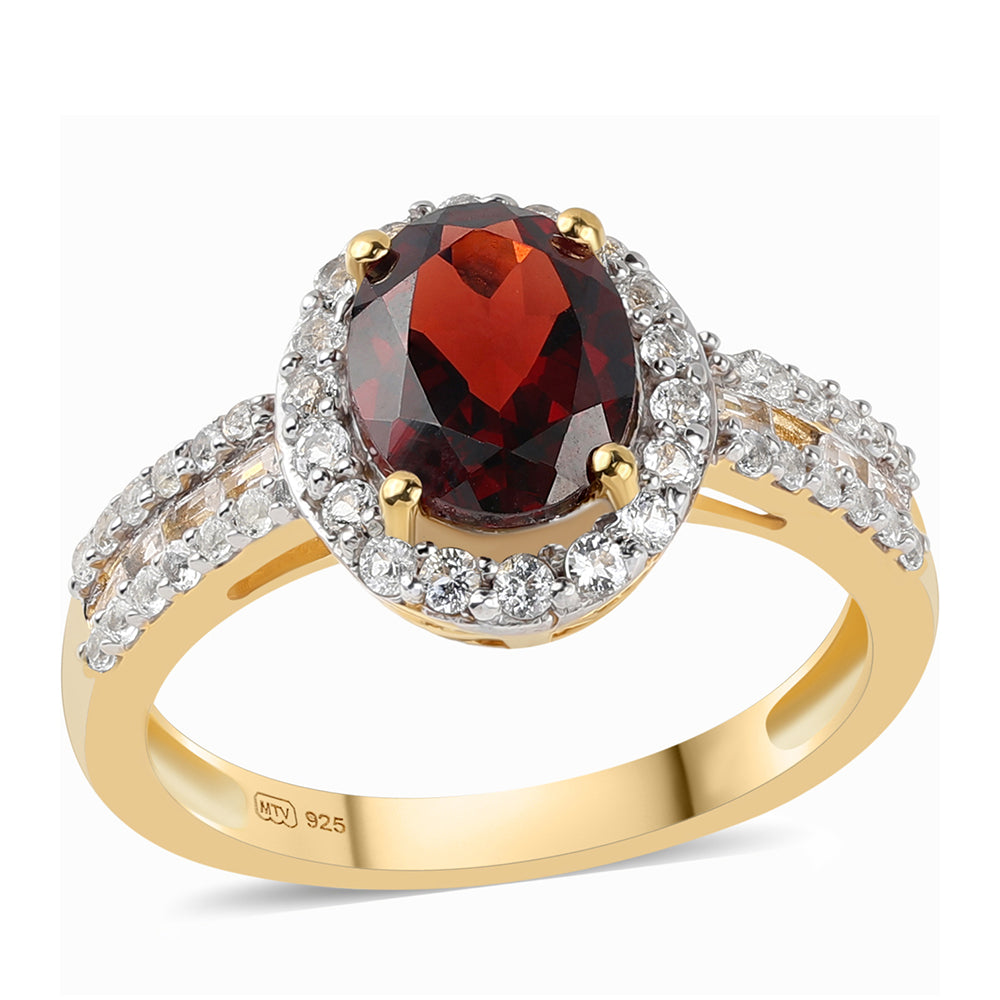 Pozlátený Strieborný Prsteň s Bartonským Granátom a Bielym Topásom 1 