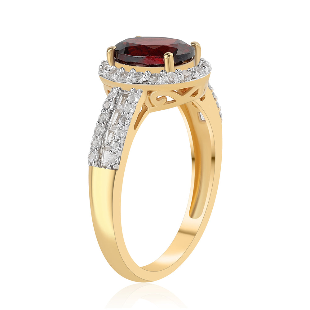 Pozlátený Strieborný Prsteň s Bartonským Granátom a Bielym Topásom 2 