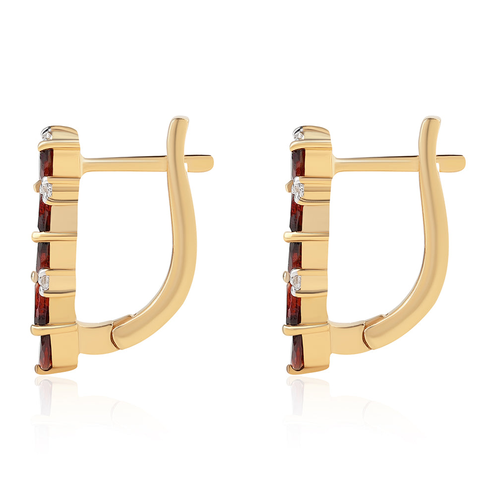 Pozlátené Strieborné Náušnice s Bartonským Granátom a Bielym Topásom 3 