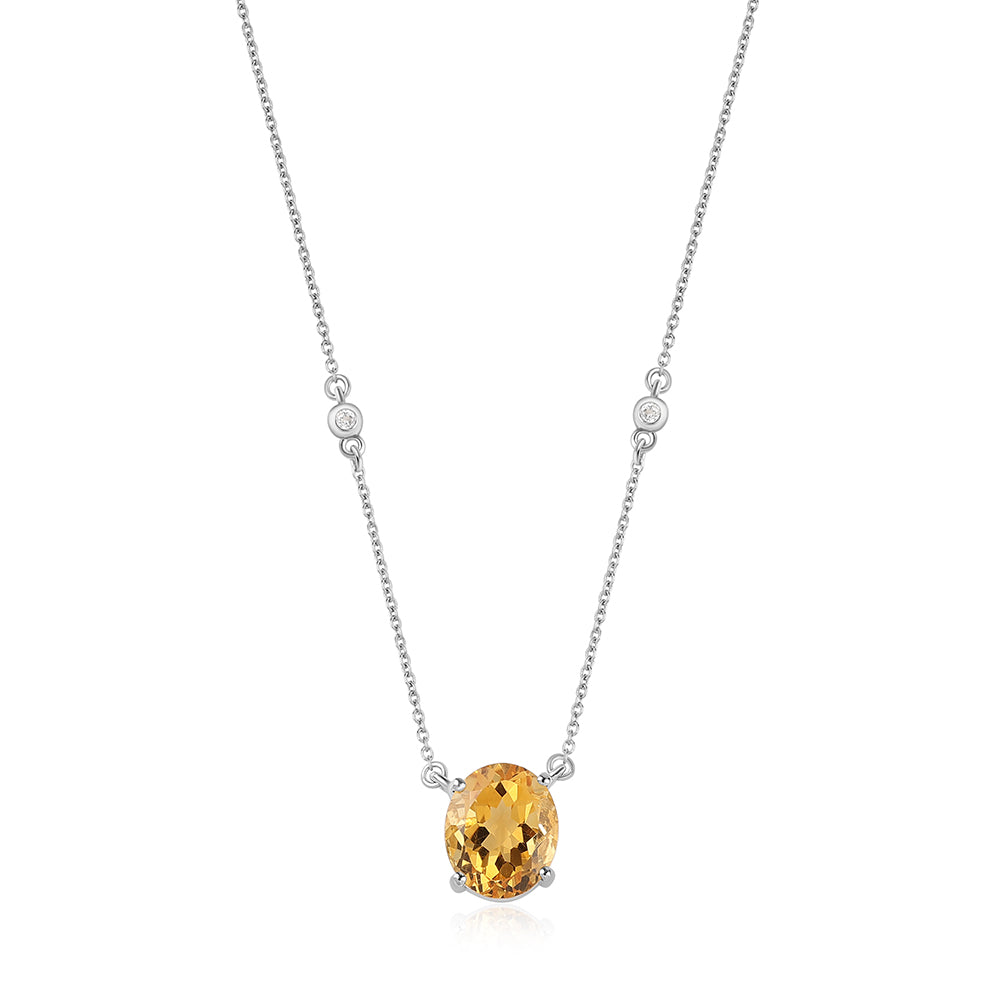 Strieborný Náhrdelník s Citrínom a Bielym Topásom
