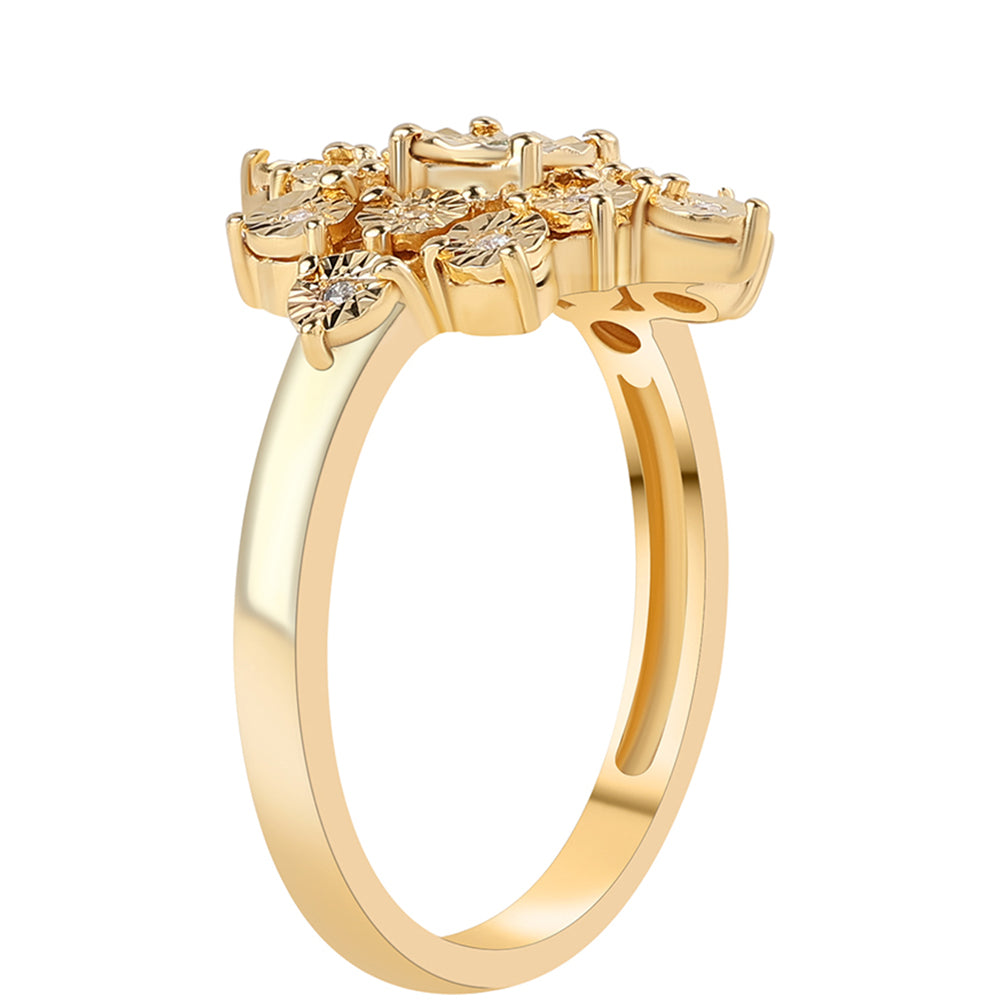 Pozlátený Strieborný Prsteň s so Zeleným Diamantom a Bielym Diamantom 2 