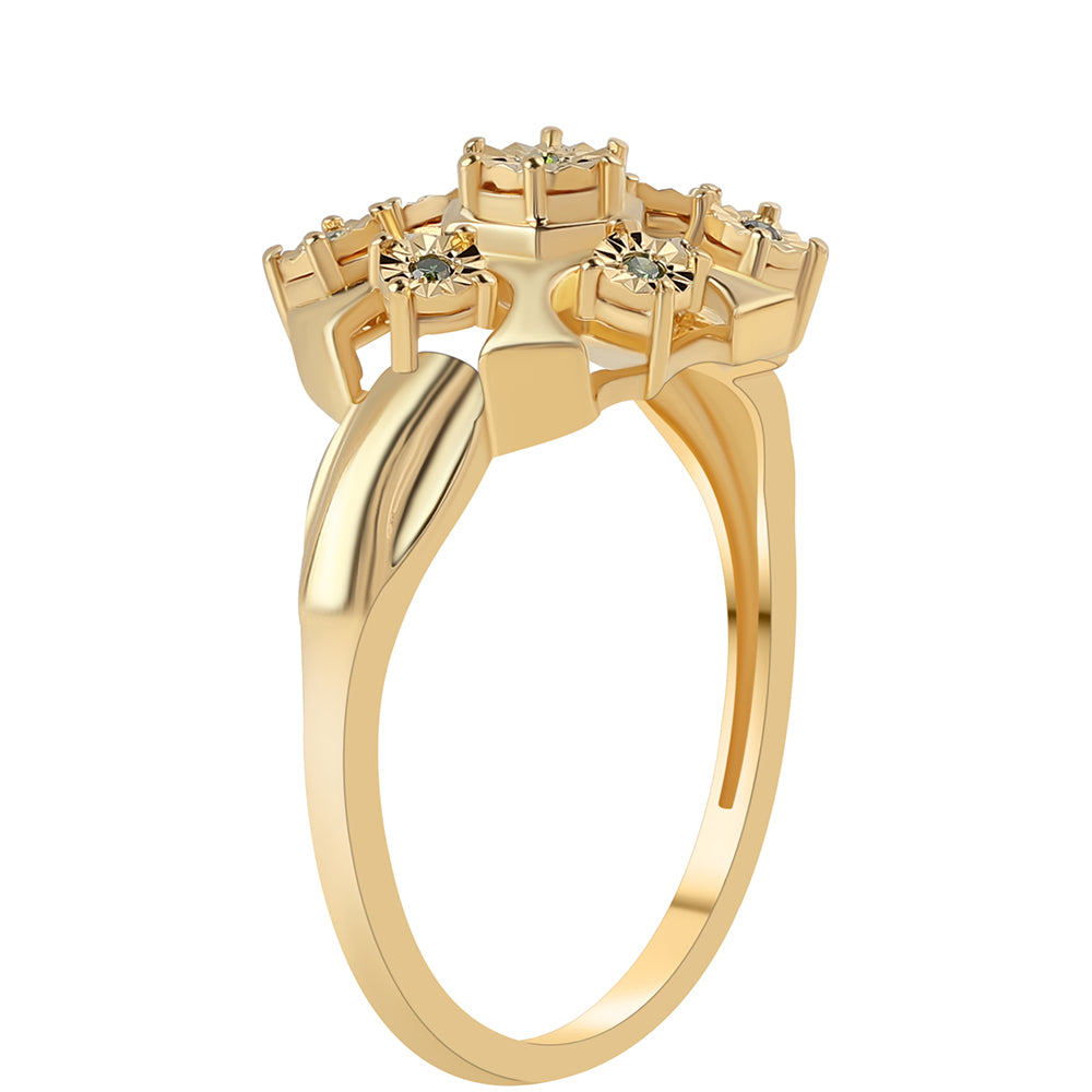 Pozlátený Strieborný Prsteň s so Zeleným Diamantom 2 