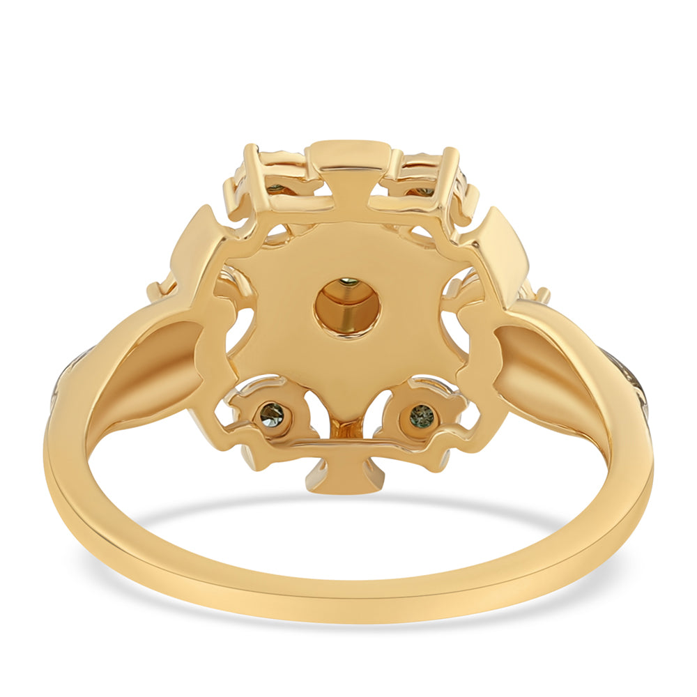 Pozlátený Strieborný Prsteň s so Zeleným Diamantom 3 