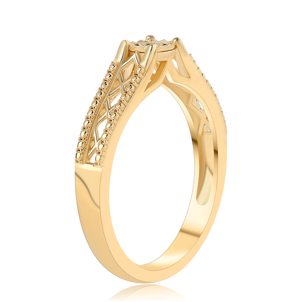 Pozlátený Strieborný Prsteň s so Zeleným Diamantom 2 