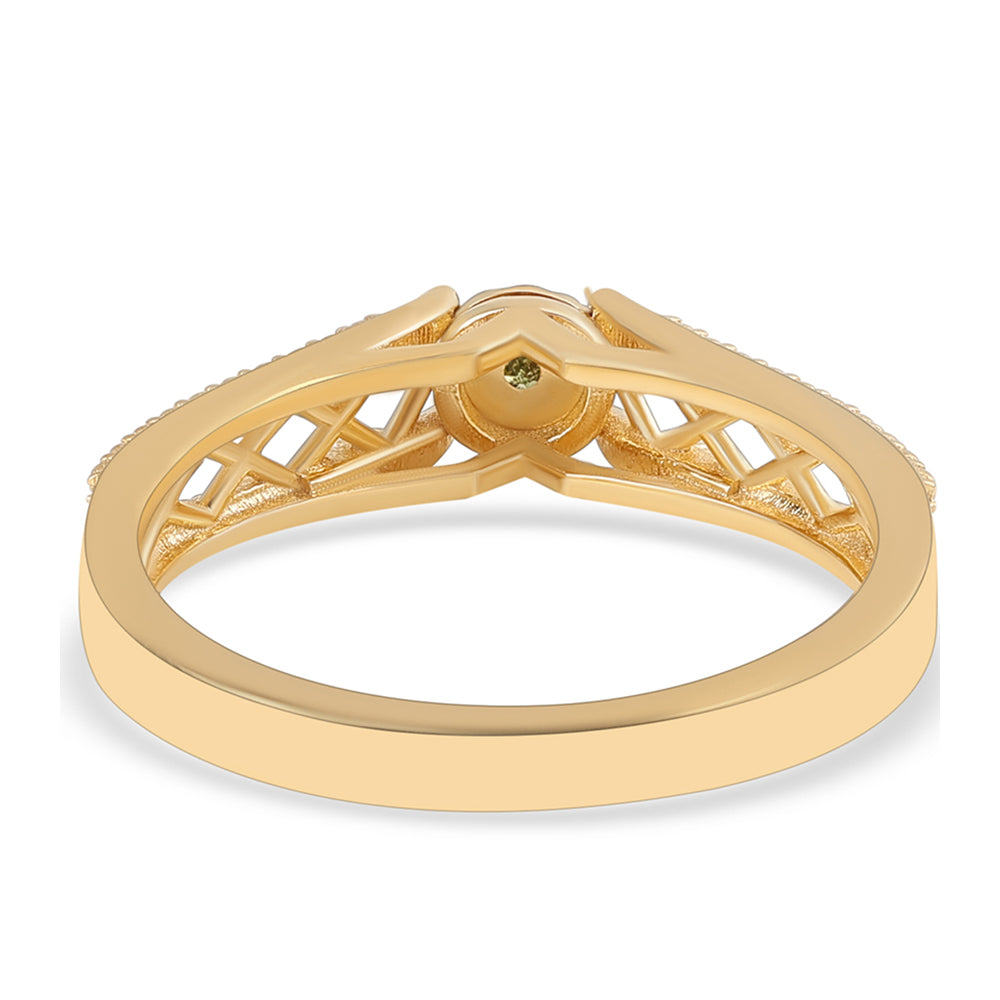 Pozlátený Strieborný Prsteň s so Zeleným Diamantom 3 