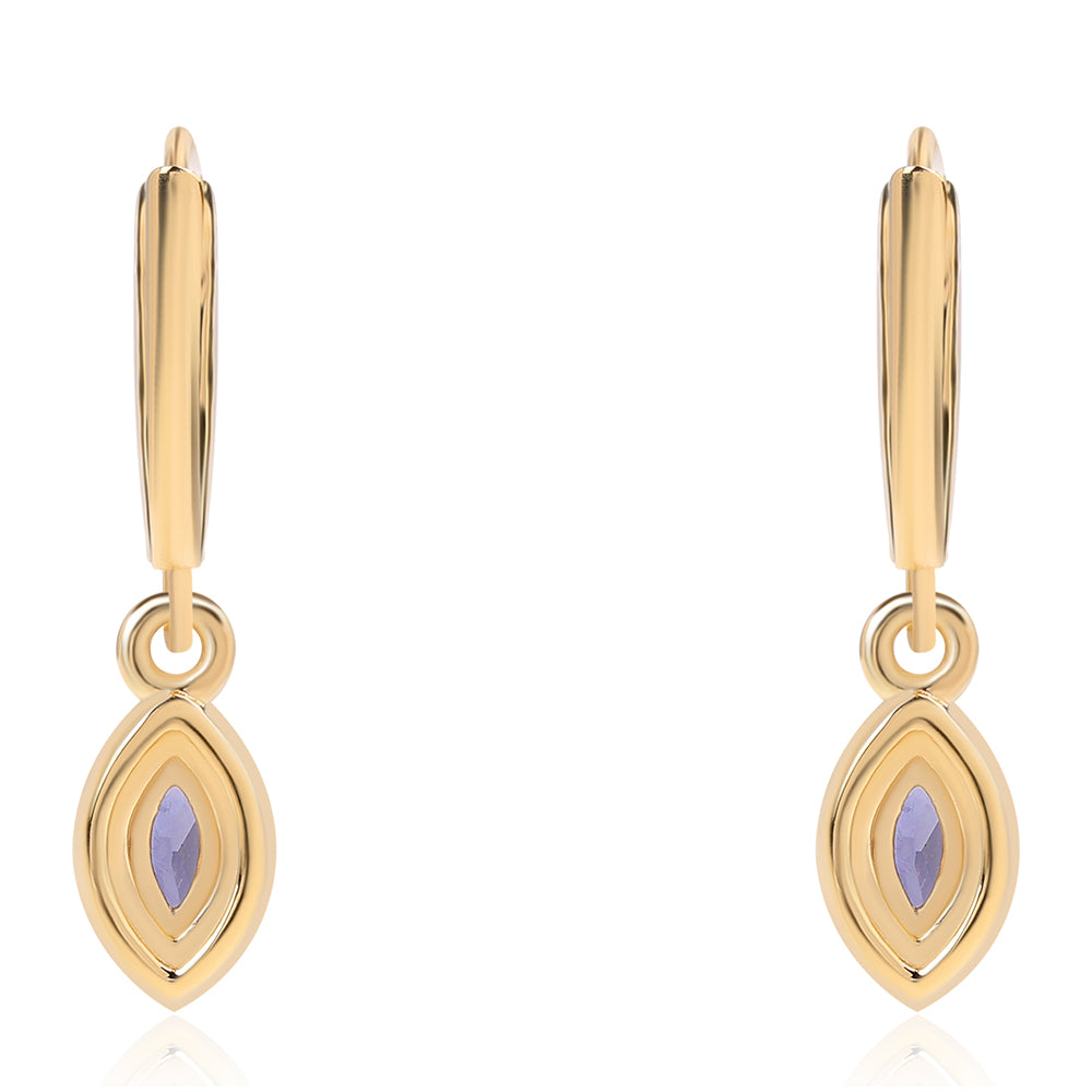 Pozlátené Strieborné Náušnice s Iolitom a Bielym Topásom 2 