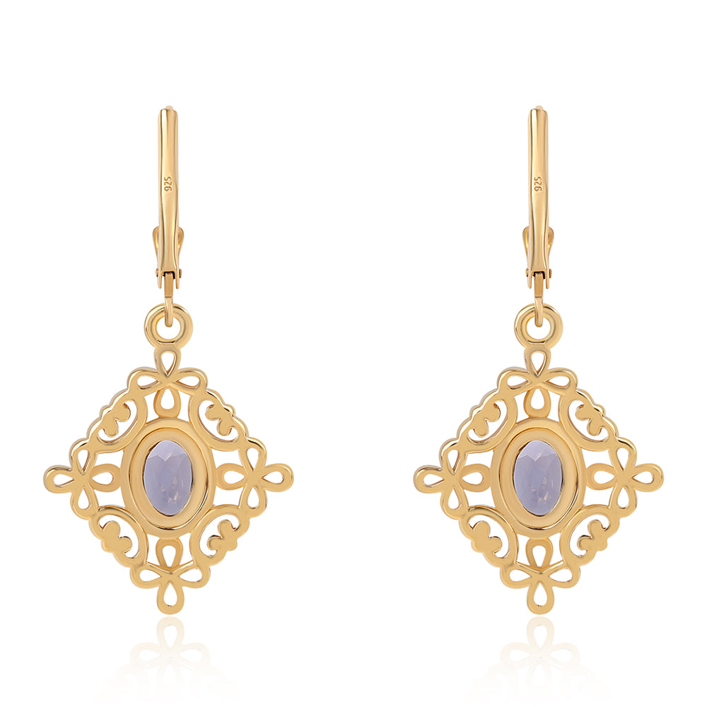 Pozlátené Strieborné Náušnice s Iolitom 2 