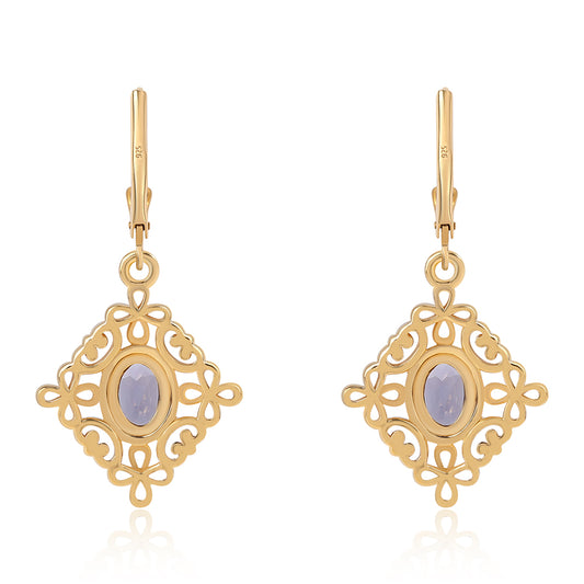 Pozlátené Strieborné Náušnice s Iolitom