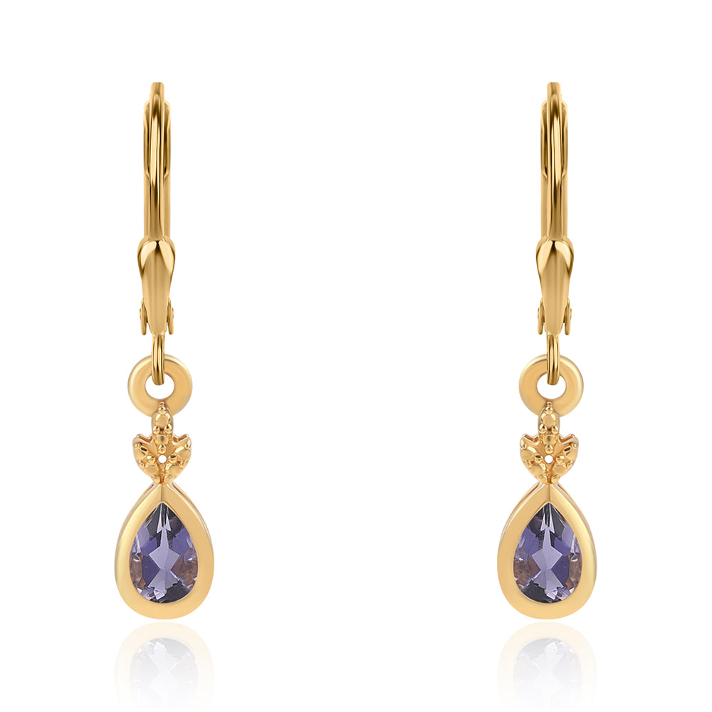 Pozlátené Strieborné Náušnice s Iolitom 1 