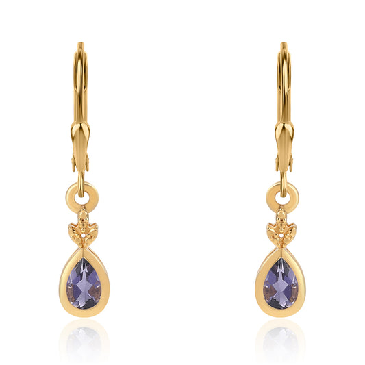 Pozlátené Strieborné Náušnice s Iolitom