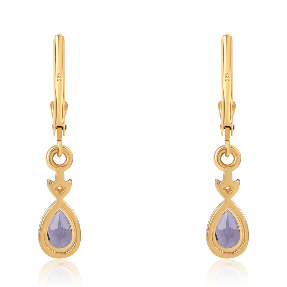 Pozlátené Strieborné Náušnice s Iolitom 2 