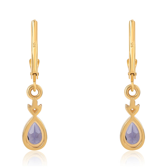 Pozlátené Strieborné Náušnice s Iolitom